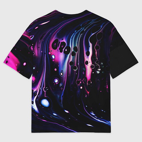 Мужская футболка оверсайз Фиолетовая вода и краски / 3D-принт – фото 2