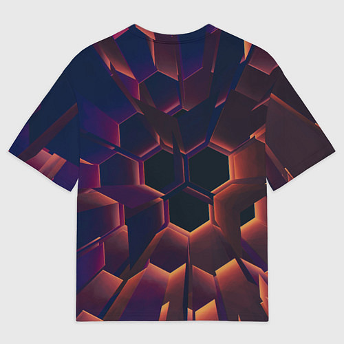 Мужская футболка оверсайз Абстрактные металл и лучи / 3D-принт – фото 2
