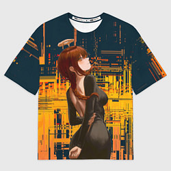 Футболка оверсайз мужская Макима - chainsaw man, цвет: 3D-принт