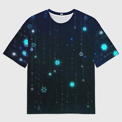 Футболка оверсайз мужская Неоновый дождик из снежинок, цвет: 3D-принт
