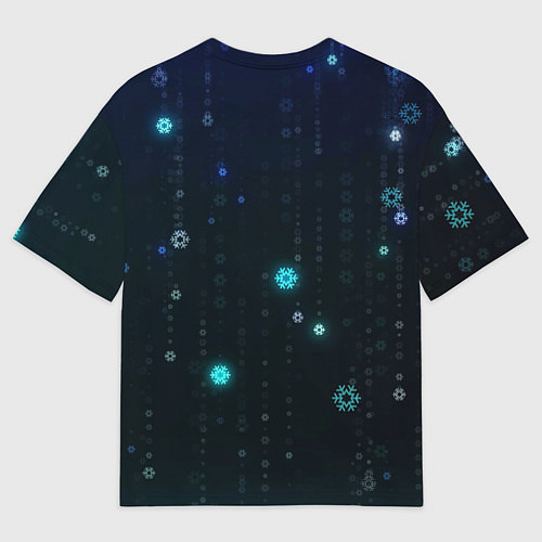 Мужская футболка оверсайз Неоновый дождик из снежинок / 3D-принт – фото 2