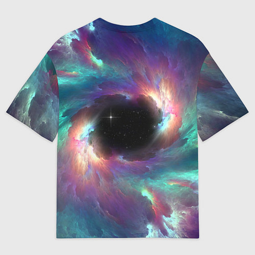 Мужская футболка оверсайз Разноцветное космическое завихрение / 3D-принт – фото 2