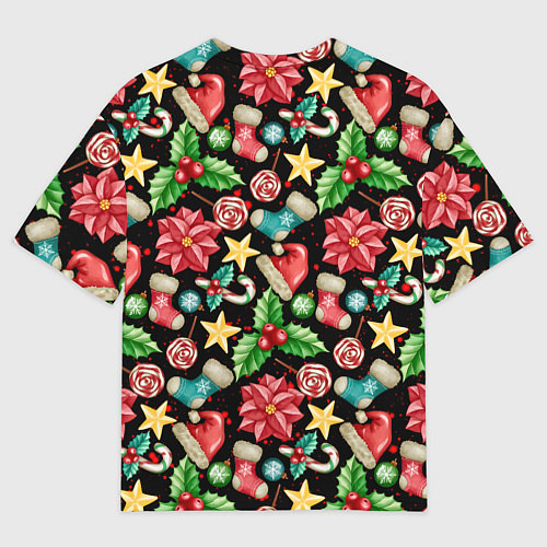 Мужская футболка оверсайз Зимний праздничный орнамент / 3D-принт – фото 2