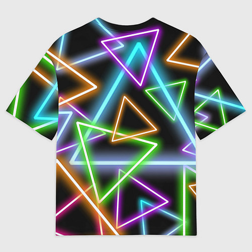 Мужская футболка оверсайз Неоновые треугольники - текстура / 3D-принт – фото 2