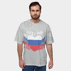 Футболка оверсайз мужская Россия сердце, цвет: 3D-принт — фото 2
