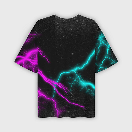 Мужская футболка оверсайз Неоновый Гоку Блек молния lightning / 3D-принт – фото 2