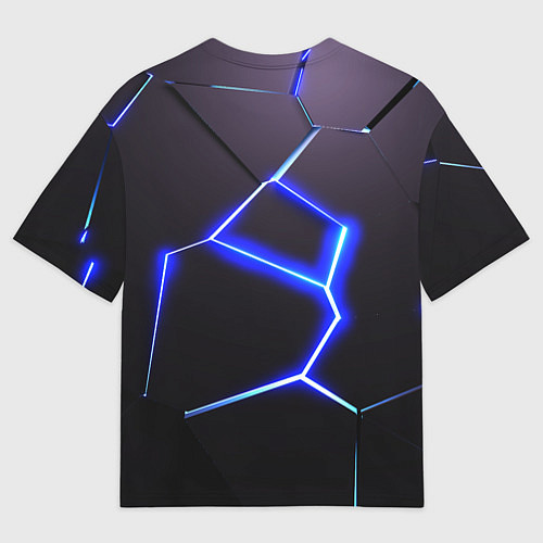 Мужская футболка оверсайз Неоновый разлом плит / 3D-принт – фото 2
