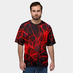 Футболка оверсайз мужская Кристаллы в красных нитях, цвет: 3D-принт — фото 2