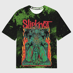 Футболка оверсайз мужская Slipknot green satan, цвет: 3D-принт
