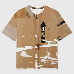 Мужская футболка оверсайз Стрелка вверх на рваном картоне - авангард