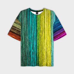 Мужская футболка оверсайз Разноцветные полосы материала
