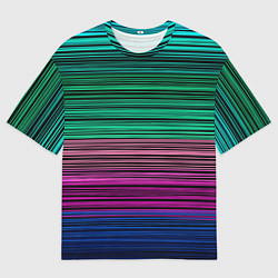 Мужская футболка оверсайз Разноцветные неоновые шелковые нити