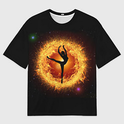 Мужская футболка оверсайз Танец балерины в огненном шаре