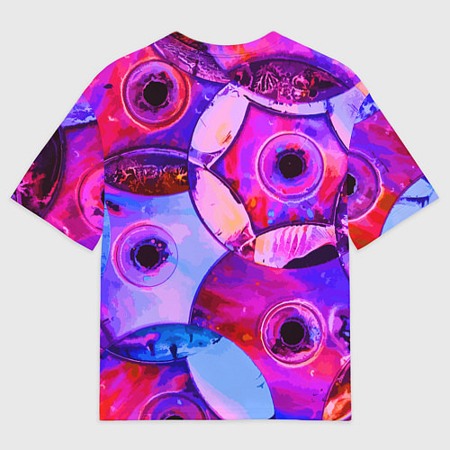 Мужская футболка оверсайз DJ Scratchy in pink glasses / 3D-принт – фото 2