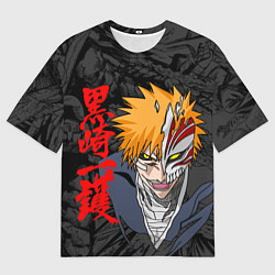 Футболка оверсайз мужская Блич - Ичиго Иероглифы, цвет: 3D-принт