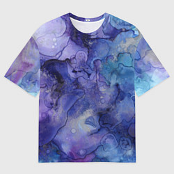 Футболка оверсайз мужская Акварельная абстракция в синих тонах, цвет: 3D-принт