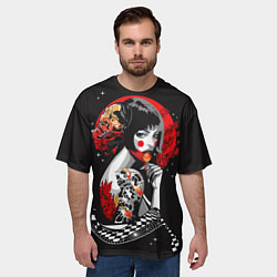 Футболка оверсайз мужская Гейша с конфетой, цвет: 3D-принт — фото 2