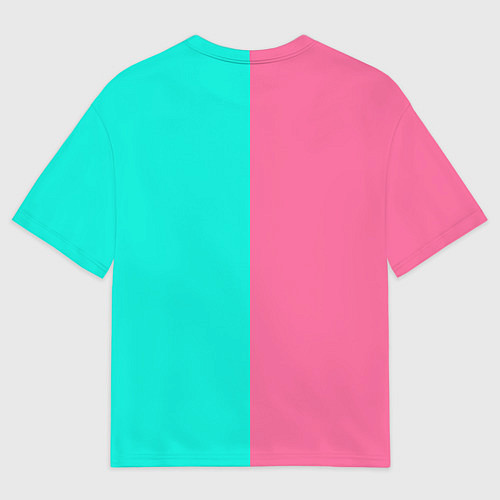 Мужская футболка оверсайз Розово бирюзовый / 3D-принт – фото 2