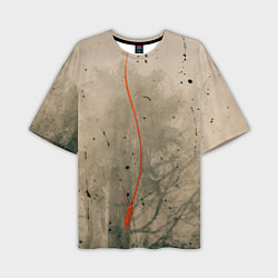 Мужская футболка оверсайз Тёмное дерево, туман и краски