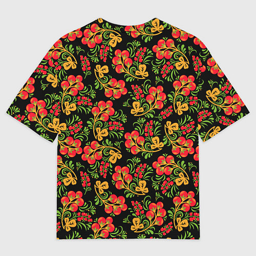 Мужская футболка оверсайз Красивая хохломская роспись / 3D-принт – фото 2