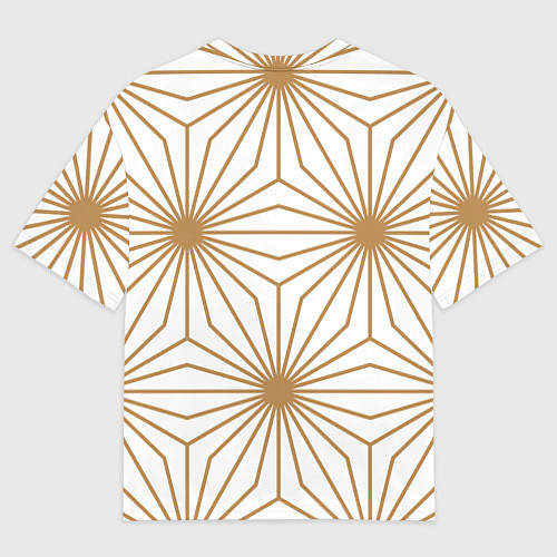 Мужская футболка оверсайз Золотой паттерн на белом фоне / 3D-принт – фото 2