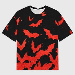 Мужская футболка оверсайз Летучие мыши красные