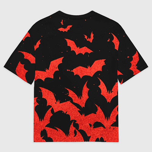 Мужская футболка оверсайз Летучие мыши красные / 3D-принт – фото 2