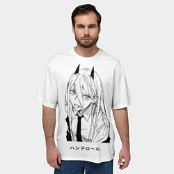 Футболка оверсайз мужская Пауэр с язычком - Человек бензопила, цвет: 3D-принт — фото 2