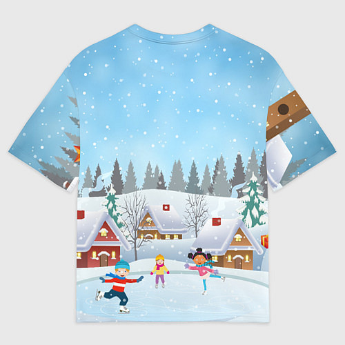 Мужская футболка оверсайз Счастливый новогодний зайчик / 3D-принт – фото 2