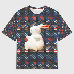 Футболка оверсайз мужская Большой белый кролик, цвет: 3D-принт