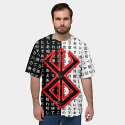 Футболка оверсайз мужская Клеймо жертвы - иероглифы, цвет: 3D-принт — фото 2