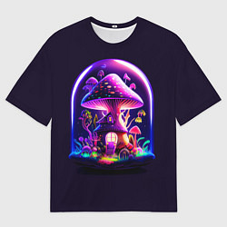 Мужская футболка оверсайз Волшебный неоновый гриб в банке