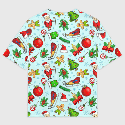 Мужская футболка оверсайз Новогодний паттерн / 3D-принт – фото 2