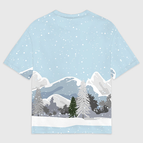 Мужская футболка оверсайз Снежные горы - с Новым Годом! / 3D-принт – фото 2