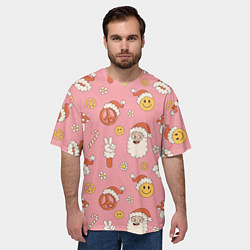 Футболка оверсайз мужская Новогодний паттерн, цвет: 3D-принт — фото 2