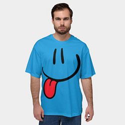 Футболка оверсайз мужская Смайлик дразнится, цвет: 3D-принт — фото 2