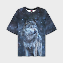 Мужская футболка оверсайз Лесной волк