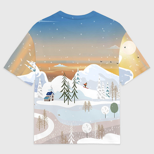 Мужская футболка оверсайз Новогоднее настроение - пейзаж / 3D-принт – фото 2