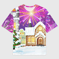 Мужская футболка оверсайз Новогодний салют