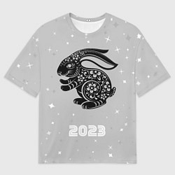 Мужская футболка оверсайз Символ 2023 года черный водяной кролик