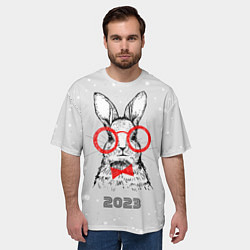 Футболка оверсайз мужская Снегопад и кролик 2023, цвет: 3D-принт — фото 2