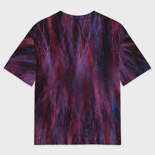 Мужская футболка оверсайз Сине-красный мех / 3D-принт – фото 2