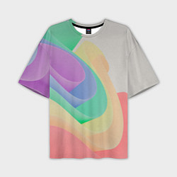 Мужская футболка оверсайз Волнообразные разноцветные листы