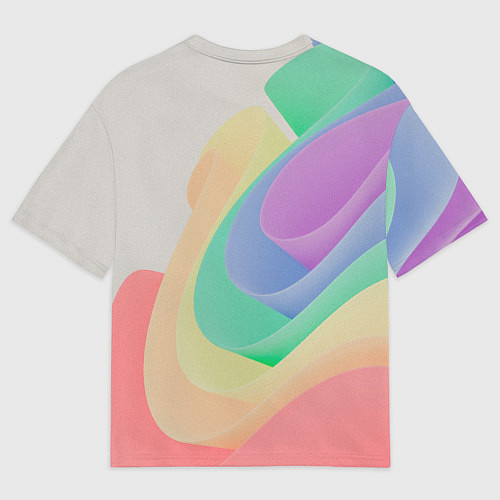 Мужская футболка оверсайз Волнообразные разноцветные листы / 3D-принт – фото 2