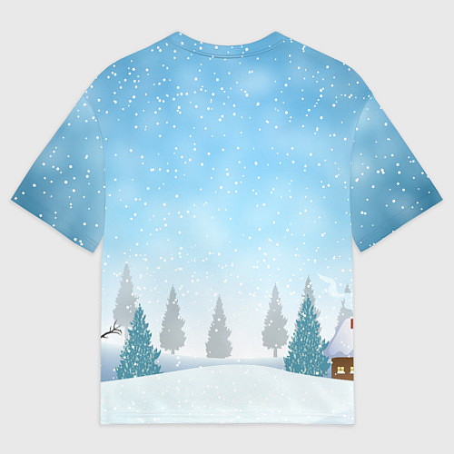 Мужская футболка оверсайз Новогодний зайка с леденцом / 3D-принт – фото 2