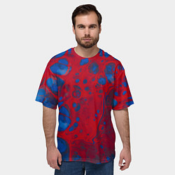 Футболка оверсайз мужская Красно-синие разводы, цвет: 3D-принт — фото 2