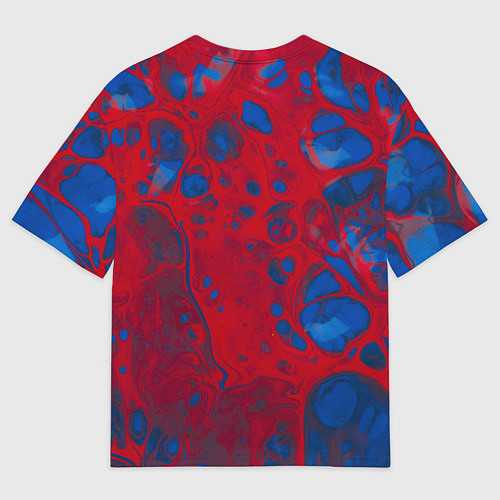 Мужская футболка оверсайз Красно-синие разводы / 3D-принт – фото 2