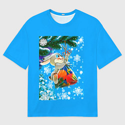 Футболка оверсайз мужская Новогодний подарок для зайки, цвет: 3D-принт