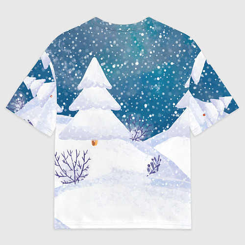 Мужская футболка оверсайз Зайчик на санках 2023 / 3D-принт – фото 2