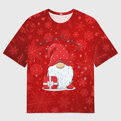 Футболка оверсайз мужская Гном с подарком, цвет: 3D-принт